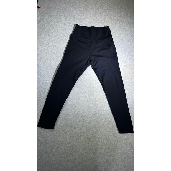 Pants - Black High Waisted Athletic Leggings with Side Pockets Size Medium SY#17302